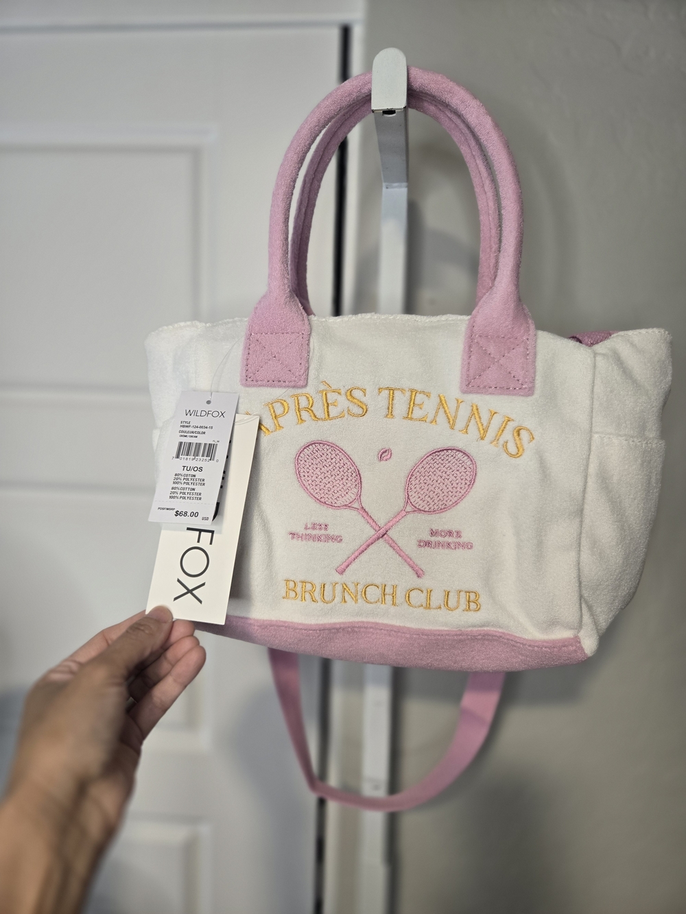 Wildfox Cream & Pink Après Tennis Brunch Club Tote